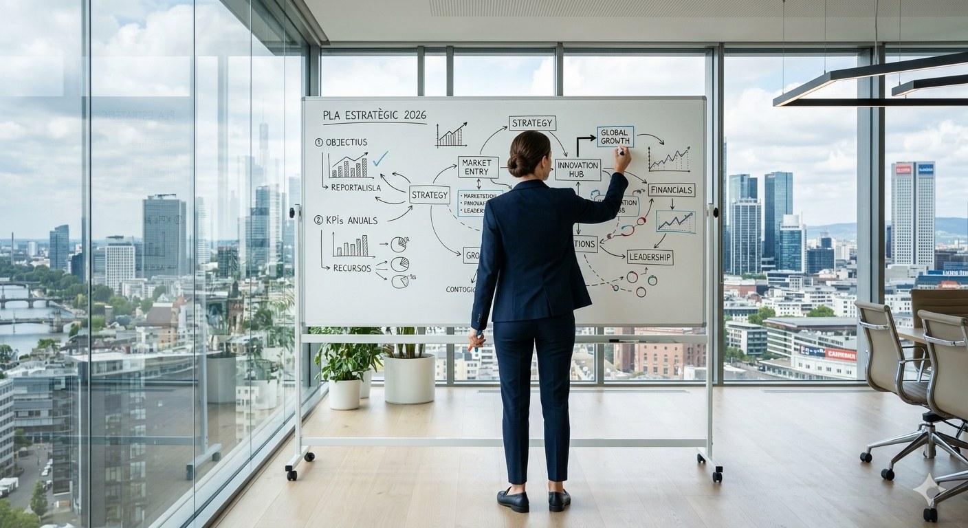 Executive developing an organizational strategy in a modern office